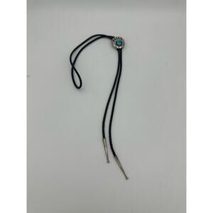 Vintage Navajo Bear Paw Bolo Sterling Silver Claw & Aiguillettes Turquoise18"